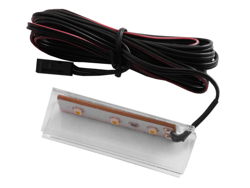 Кліпса світлодіодна пластикова для підсвітки скляних полиць 12V/DC 0.72w зелене світло, чорний провід LEDUA