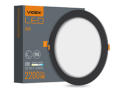 Світильник світлодіодний врізний круглий 20W 5000K 220V Black (VL-DLBR-205B) VIDEX