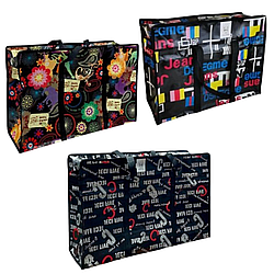 Сумка господарська поліпропіленова кольорова на замку №2 35х50x18 см господарська сумка з малюнком