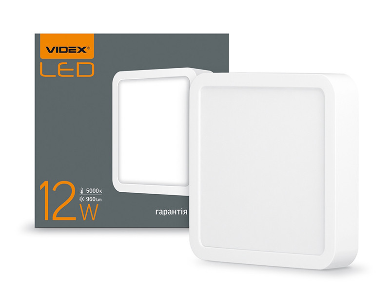 Світильник світлодіодний квадрат накладний 12W 5000K IP20 VL-DLSS-125 VIDEX