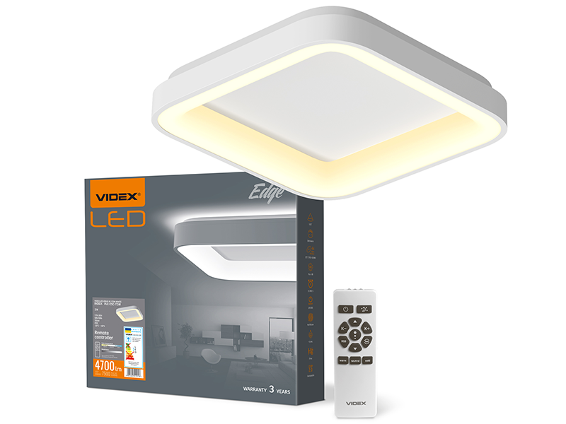 Світильник світлодіодний квадратний накладний EDGE-SC-72W-WHITE 2700-6000K (VLE-ESC-72W) VIDEX
