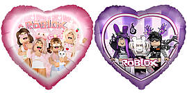 Фольгована кулька КНР 18"(45 см) Серце Roblox / Роблокс (дві різні сторони)