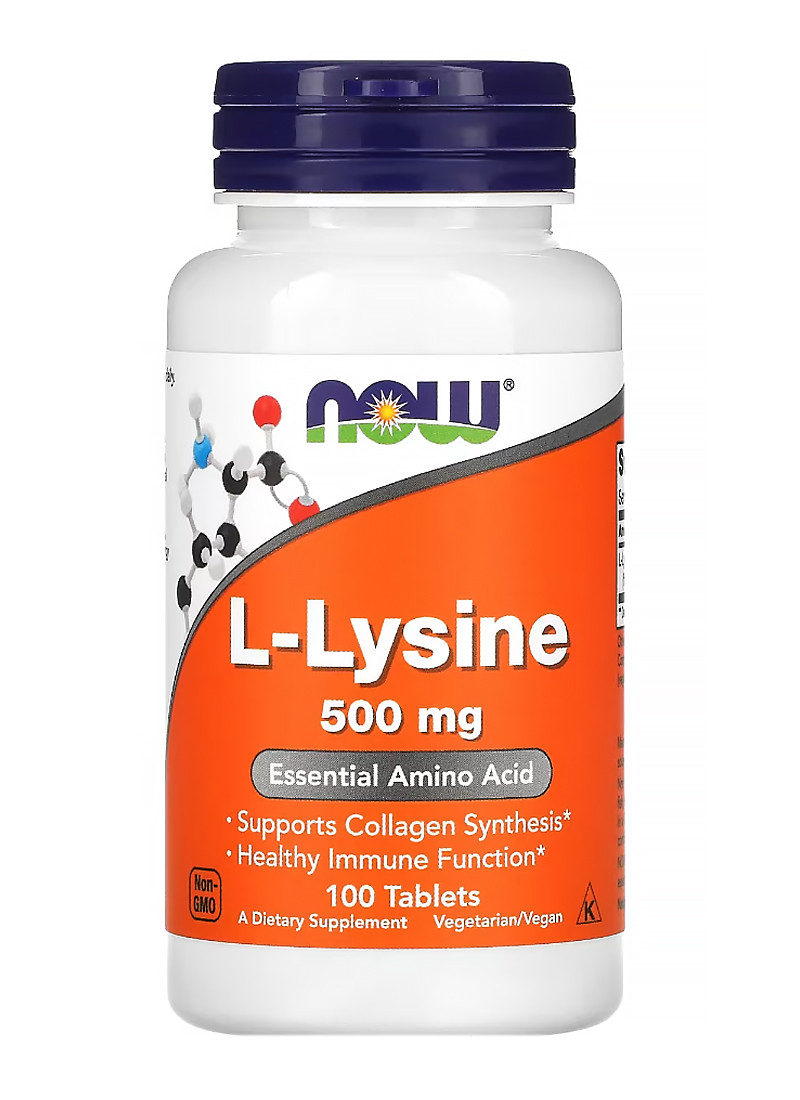 Амінокислота L-лізин NOW Foods L-Lysine 500 мг 100 таб США