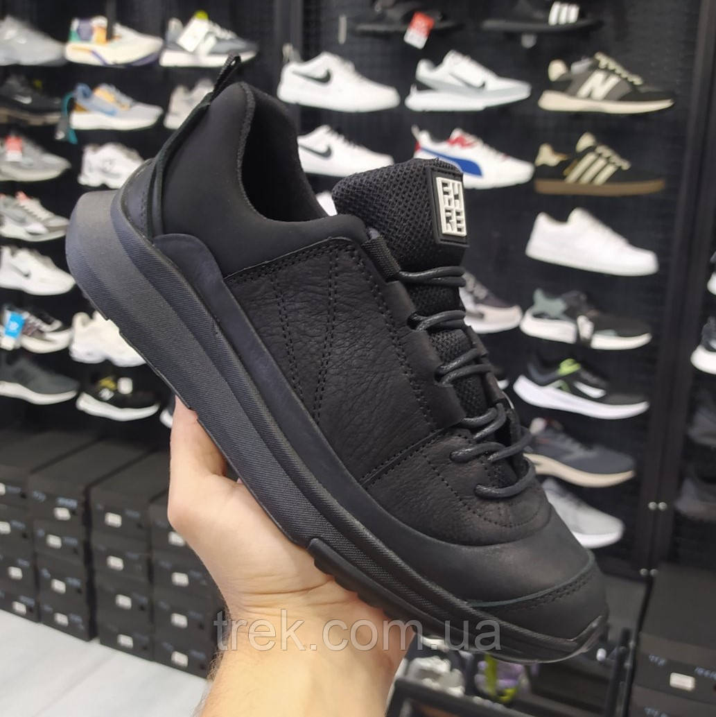 Кросівки чоловічі шкіряні чорні /10678/-42р