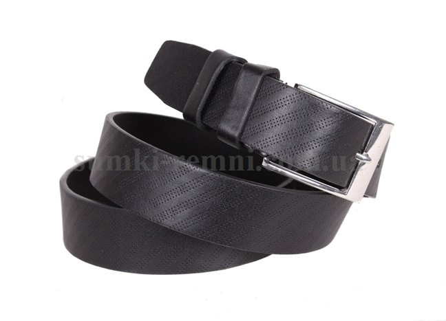 Чоловічий ремінь зі штучної шкіри під штани D070831 чорний, фото 1