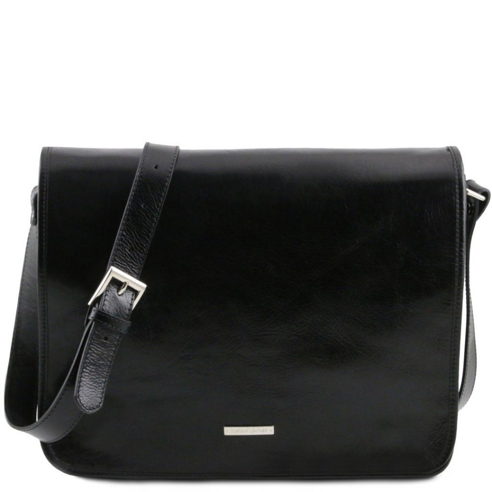 Чоловічий великий шкіряний месенджер Tuscany Leather Messenger TL141254 (Чорний)