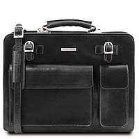 Чоловічий шкіряний портфель 2 відділення Tuscany Leather Venezia TL141268 (Чорний)