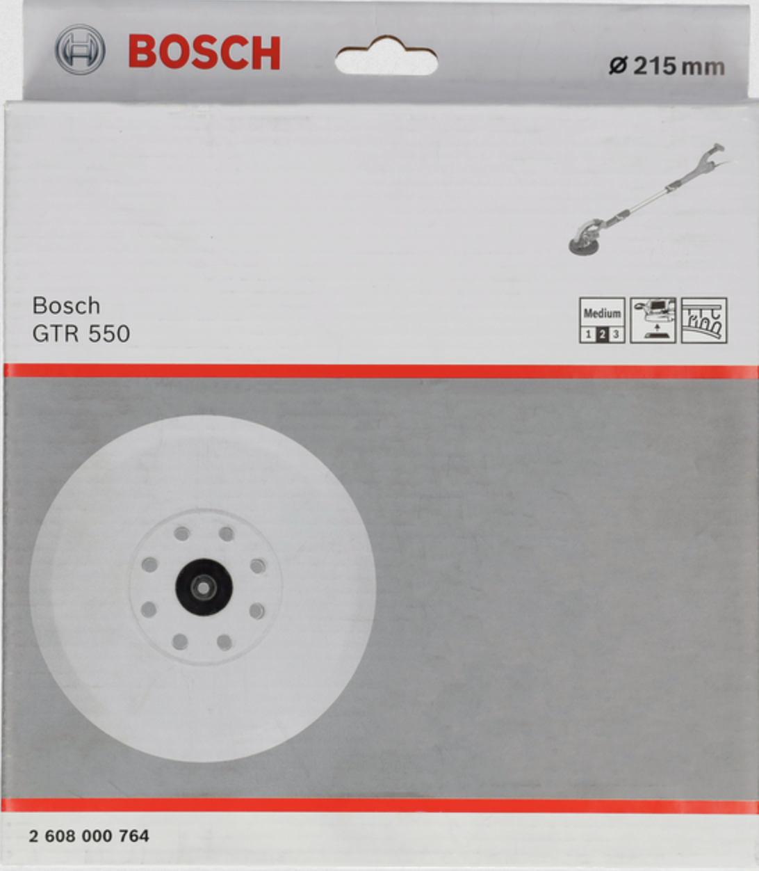 Шліфувальна тарілка Bosch Medium (жорстка), 215 мм, 8 отворів