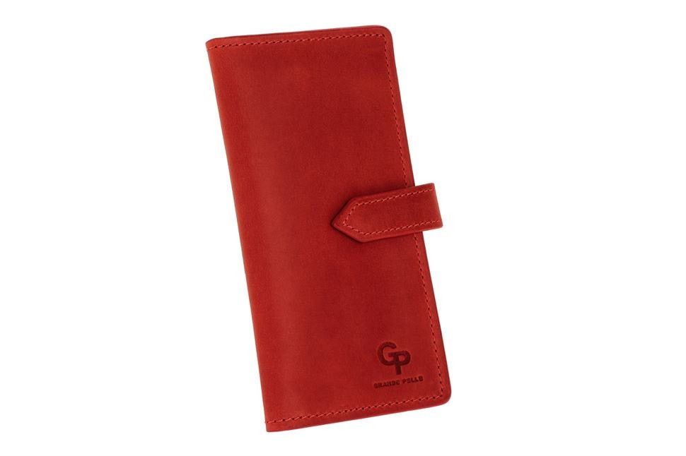Портмоне жіноче з хлястиком червоне Grande Pelle 523160