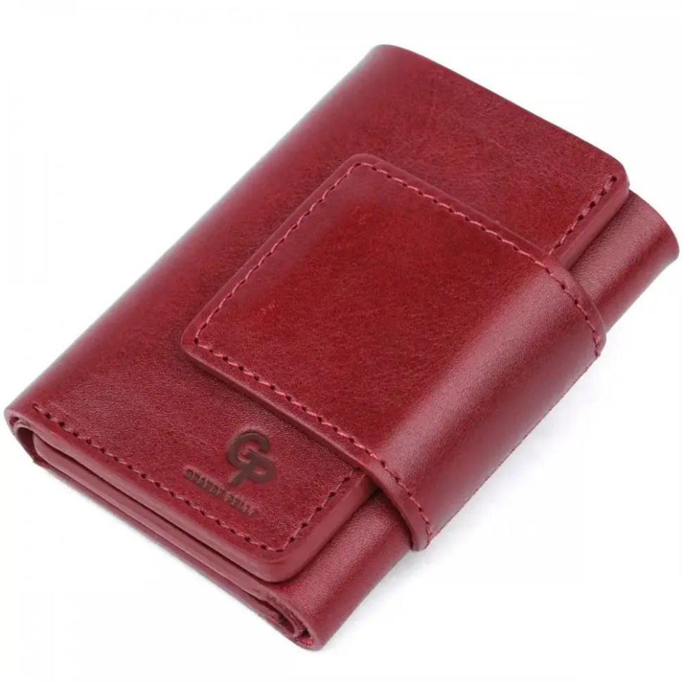 Портмоне шкіряне, глянець, бордове Grande Pelle 504661