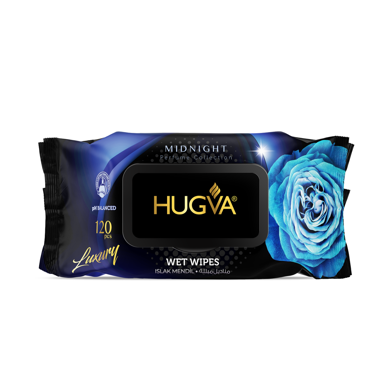 Вологі серветки HUGVA LUXURY MIDNIGHT 120 шт, фото 1