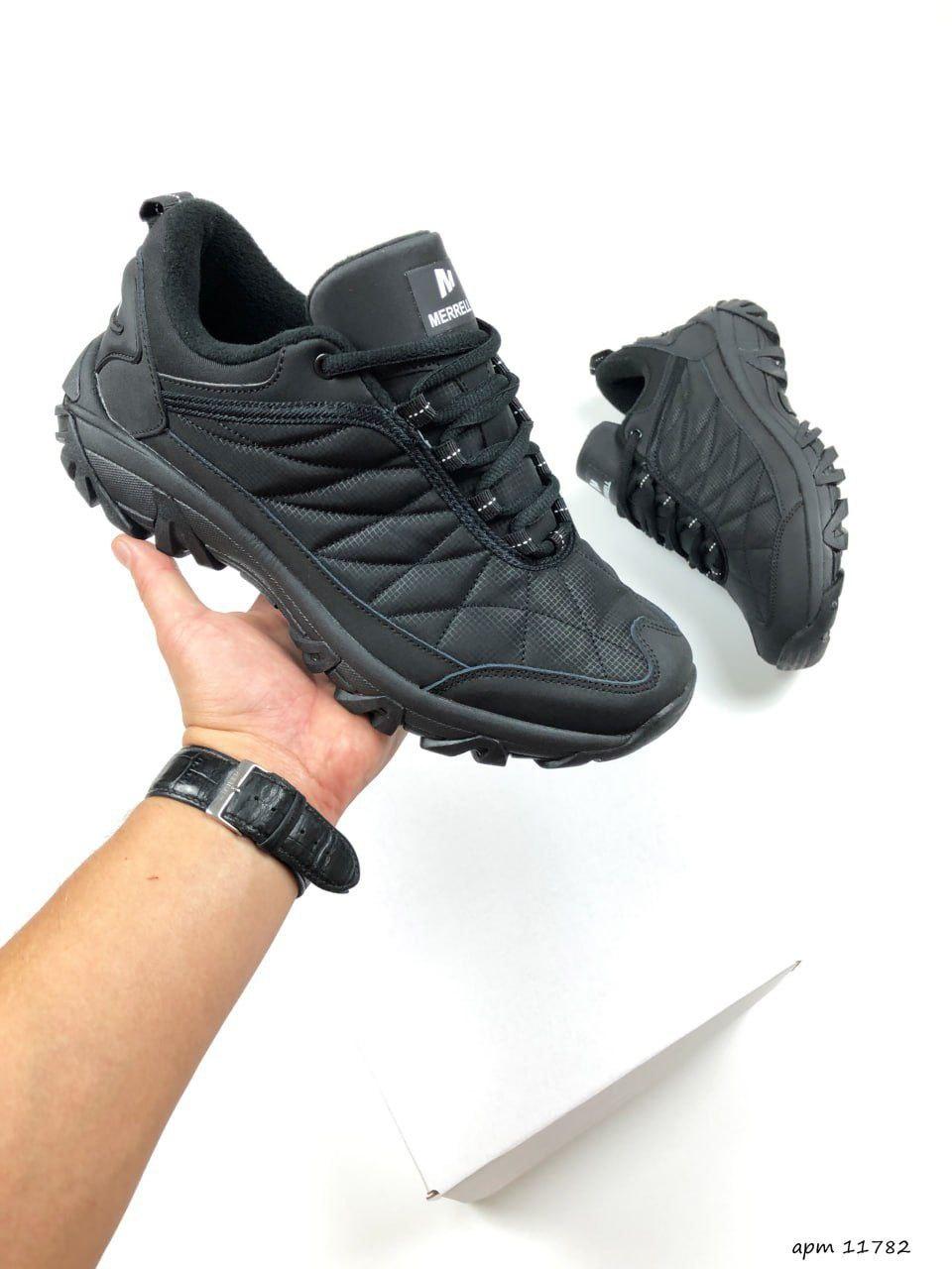 Чоловічі чорні термо кросівки Merrell, чоловічі зимові спортивні термо кросівки, термо взуття для чоловіків, фото 1