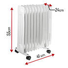 Масляний обігрівач Adler AD 7816 — 9 ребер, 2000 Вт, 3 режими потужності, термостатичний контроль, фото 5