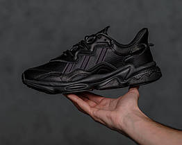 Кросівки шкіряні чоловічі Adidas Ozweego Чорні кросівки адідас озвіго для відпочинку та спорта для хлопця