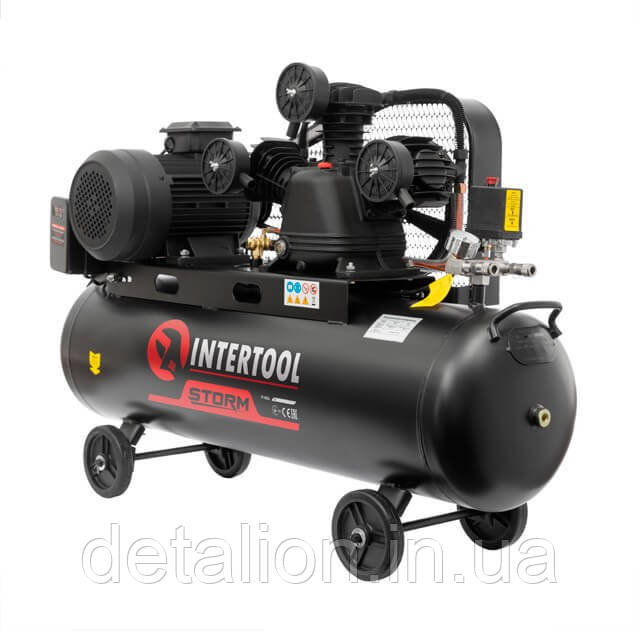 Компресор 100 л, 4 кВт, 380 В, 10 атм, 600 л/хв. 3 циліндри STORM INTERTOOL PT-0036