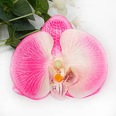 Квітка орхідеї тканинна, 8 см, рожевий з білим