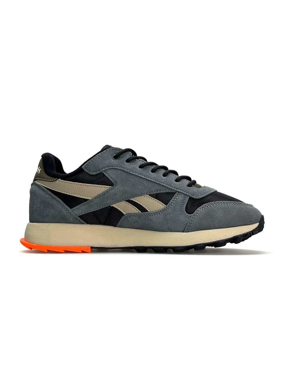 Чоловічі кросівки замша текстиль Reebok Classic Leather New Gray Black Orange, кеди Рибок 43
