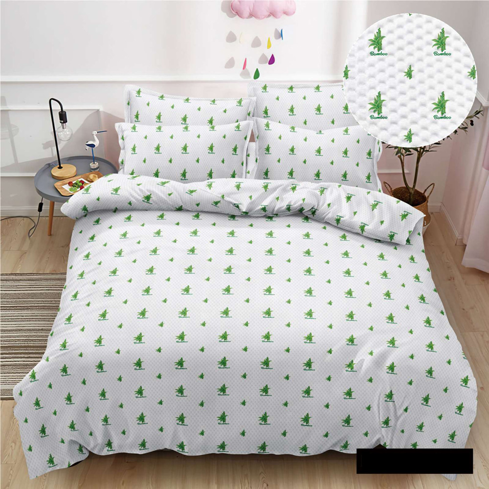 Синтетична біла постільна тканина 220 см поліестер Мікрофібра пресована з принтом бамбук TIS-F5 у рулоні 100 м