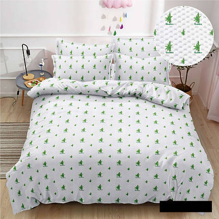 Синтетична біла постільна тканина 220 см поліестер Мікрофібра пресована з принтом бамбук TIS-F5 у рулоні 100 м, фото 1