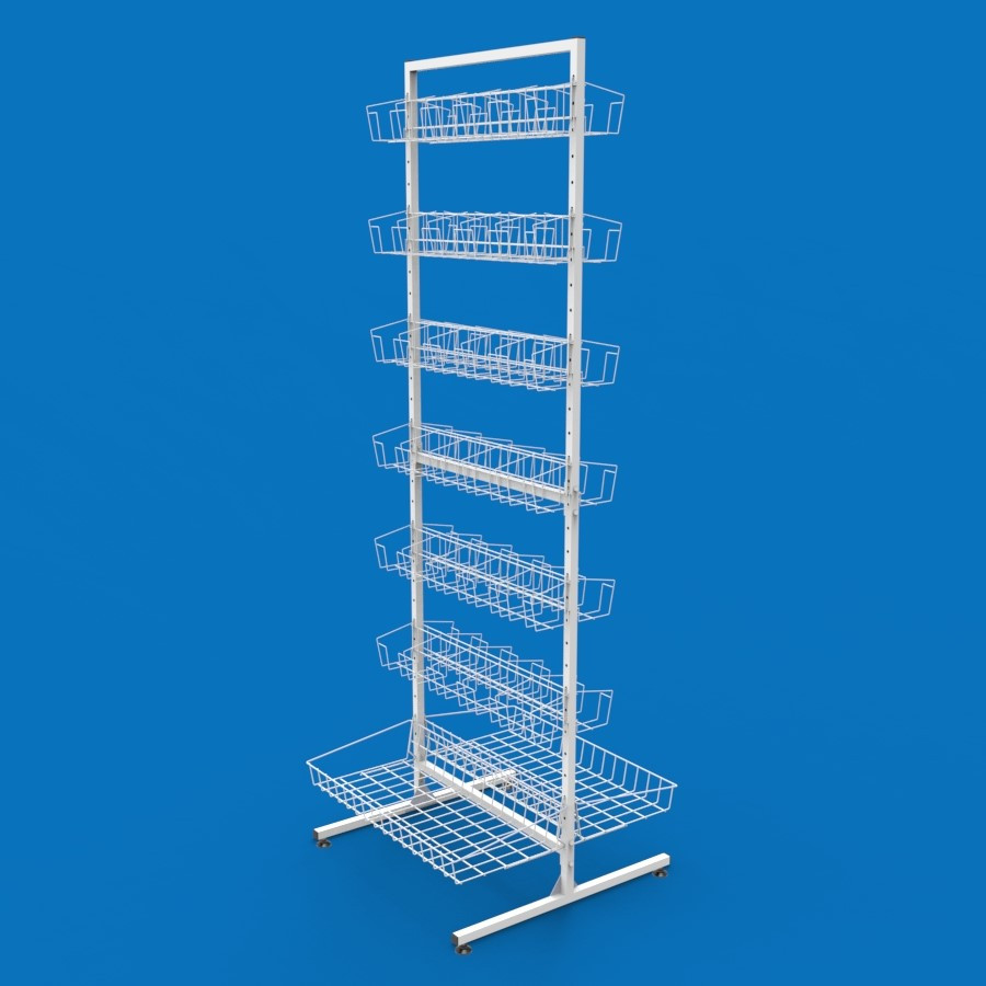 Стійка сітчаста під насіння і спеції Єва-60 двостороння на 12 полиць (12 см) і два кошики прямі, фото 1