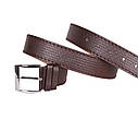 Чоловічий ремінь зі штучної шкіри під штани K380735 коричневий, фото 4