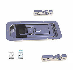 Замок для фургона врізний 264х128мм Ø16,5 (Цинк)