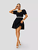 Красиве романтичне нарядне коктейльне плаття довжиною міні, чорне, фото 2