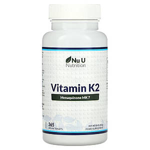 Вітамін К2 Nu U Nutrition Vitamin K2 (в виде менахинона-7) 200 мкг 365 таб.