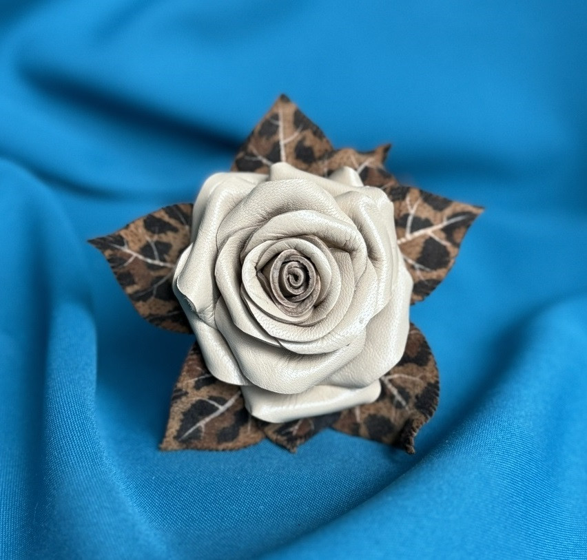 Браслет жіночий на руку "Троянда" з натуральної шкіри ручної роботи регулюється, фото 1