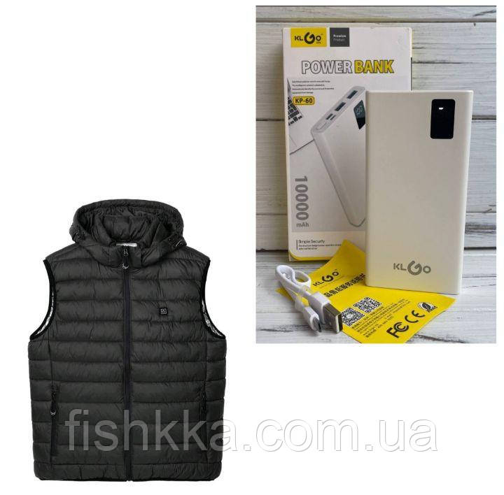 Жилетка з підігрівом + PowerBank 10000Ман КР-60 для туризму, гарбилки, реактивного відпочинку розмір М-6xl