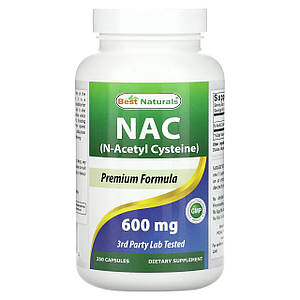 Амінокислота N-ацетил L-цистеїн Best Naturals NAC 600 мг 250 капс.