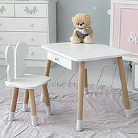Дитячий столик з шухлядкою 46х60х45 та стільчик в виді метелика 26.5х26х25, білий, фото 7