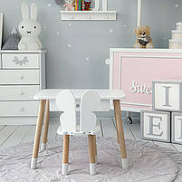 Дитячий столик з шухлядкою 46х60х45 та стільчик в виді метелика 26.5х26х25, білий, фото 9