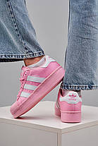 Жіночі кросівки Adidas Superstar Platform Pink Кеди Адідас Суперстар рожеві на платформі шкіряні демісезон, фото 6