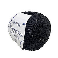 AvantiYarn Мікропаєтка 3 мм № 08 чорний, паєтка в тон (Пряжа бавовна з паєтками)