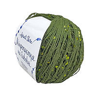 AvantiYarn Мікропаєтка 3 мм № 127 хакі, паєтка в тон (Пряжа бавовна з паєтками)