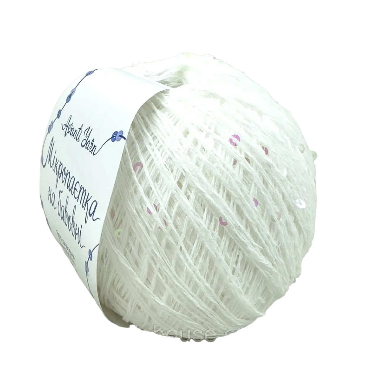 AvantiYarn Мікропаєтка 3 мм № 155 білий, паєтка різнокольорова (Пряжа бавовна з паєтками), фото 1