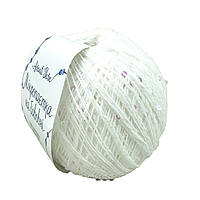 AvantiYarn Мікропаєтка 3 мм № 155 білий, паєтка різнокольорова (Пряжа бавовна з паєтками)