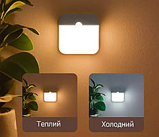 LED світильник із датчиком руху F6 теплий і холодний з акумулятором від USB-нічник, що перезаряджається