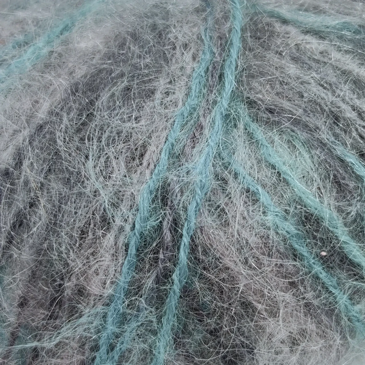 Пряжа Mohair Fantasie/Мохер Фантазія, сірий-бірюзовий 110