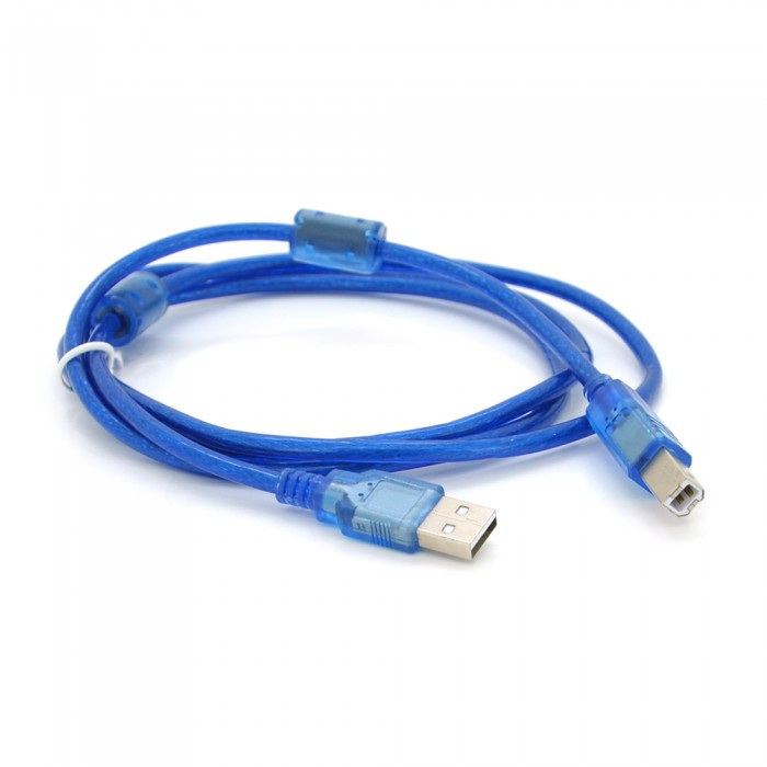 Кабель USB 2.0 AM/BM, 1.5m, 2 ферити, прозорій, Voltronic, Арт.56432