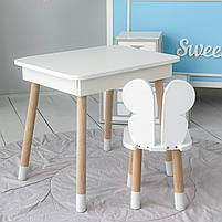 Стіл та стілець в дитячу, столик із підйомним механізмом 53х60х45 стільчик для відпочинку 26.5х26х25, білий, фото 4