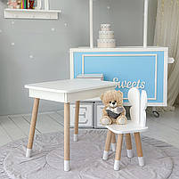 Стіл та стілець в дитячу, столик із підйомним механізмом 53х60х45 стільчик для відпочинку 26.5х26х25, білий, фото 8
