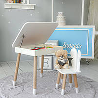 Стіл та стілець в дитячу, столик із підйомним механізмом 53х60х45 стільчик для відпочинку 26.5х26х25, білий, фото 5