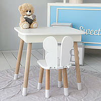Стіл та стілець в дитячу, столик із підйомним механізмом 53х60х45 стільчик для відпочинку 26.5х26х25, білий