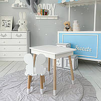 Стіл та стілець в дитячу, столик із підйомним механізмом 53х60х45 стільчик для відпочинку 26.5х26х25, білий, фото 9
