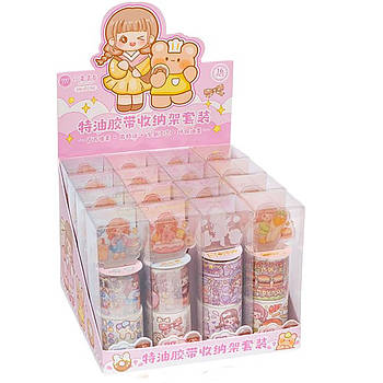 Набір декоративного скотчу з 2 бобін по 4,5см*1м у пластиковій тубі XM-JD2760B в упаковці 16 туб