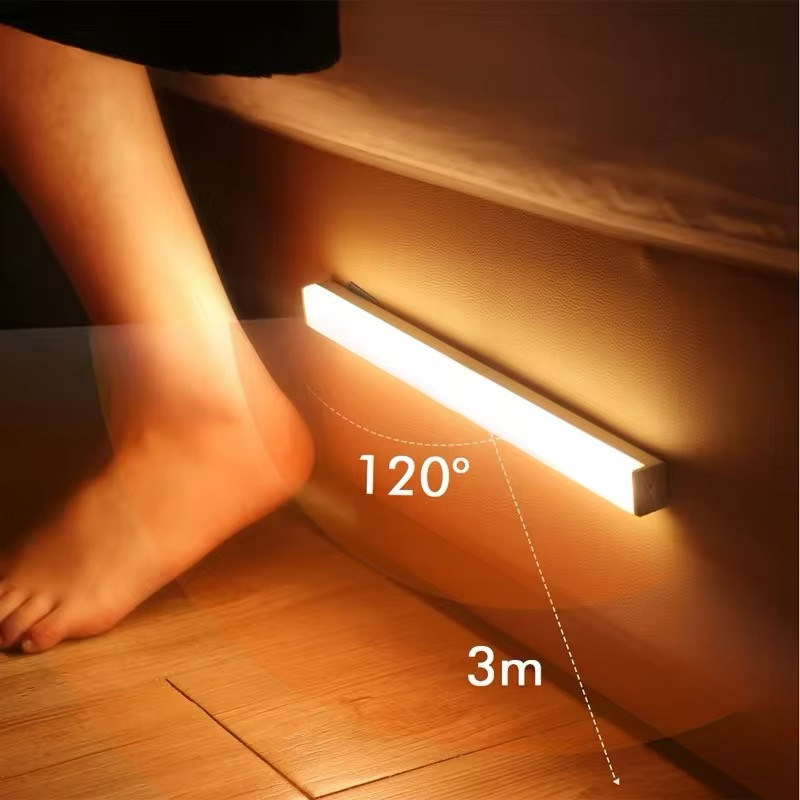 Нічний LED світильник із датчиком руху 10 см/6 Led, Тепле світло, акумулятором і зарядкою від USB