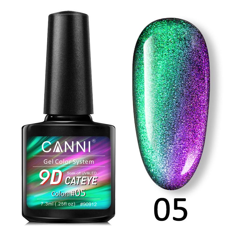Canni Гель-лак 9D Galaxy Cat eye 05 зелено-бузковий, фото 1