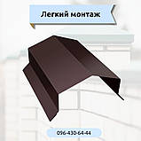 Кришка парапету металева для паркану ширина 250 мм зі сталі з полімерним покриттям Графіт глянець Ral 7024, фото 5